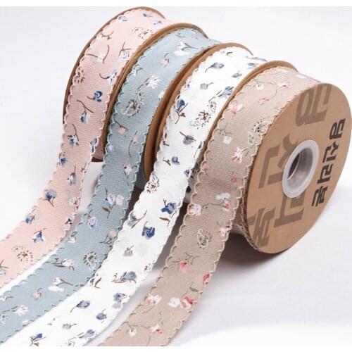 10/50Yards 1"1.5'' 25/38MM Flowers Printed Garden Double-Sided Chiffon Ribbon DIY Hair Bows Gift Packaging Handmade Materials