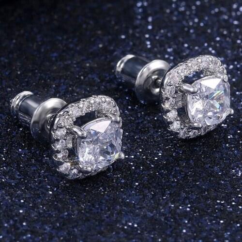 HUAMI Korea Classic Small Super Biling Stud Earrings Simple Elegant Female Full Dia Mond Crystal Jewelry Earrings Gift Hot Sale