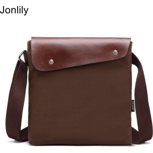 Jonlily Mens Vintage Cavans Shoulder Bag Male Casual Messenger Crossbody Bag Simple City Daybag Teens Purse -KG372