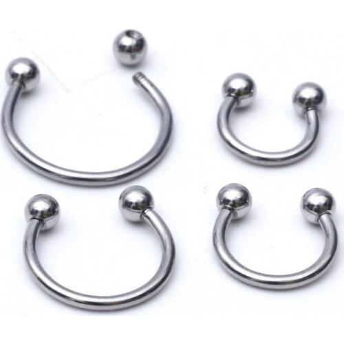Nose Ring 10pcs/lot free shipping stainless steel tragus ring Nostril circular piercing ball Horseshoe Rings Body Jewelry