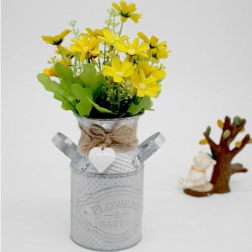 Creative Cylindrical Flower Pots Planters Iron Jug with Handles DIY Shop Furnishings Art Succulent Plant Vase Home Decoration 22