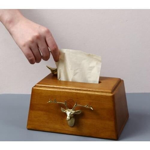 Animal Square Wooden Tissue Box Holder Container Napkin Holder Toilet Car Cute Rolling Tray Porta Tovaglioli Home Storage BY50ZJ