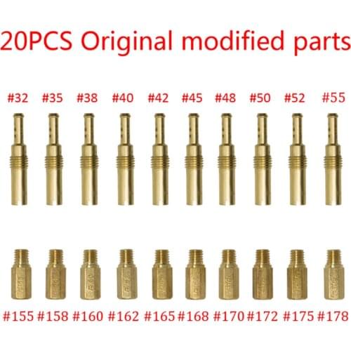 20pcs/set CVK Carburetor Oil Nozzle Motorcycle Carburetor Fitting Copper Main Jet PWK Spray Motor Carburetors Modification