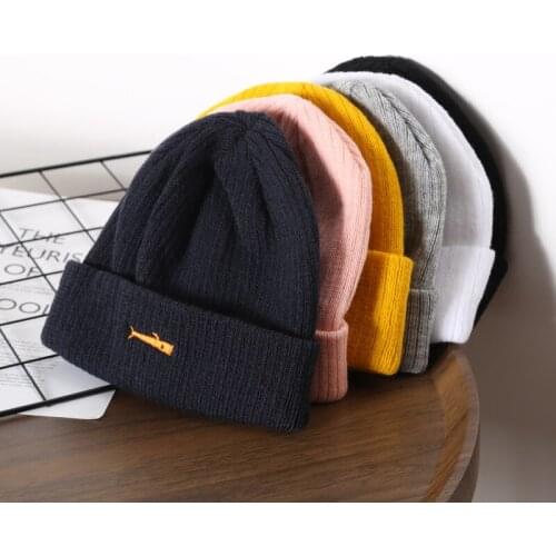 Cute Small Fish Crochet Knit Cap Beanie 2021 Autumn Warm Skullies Beanies hats for women Knitted Hat Ladies Girls Winter caps