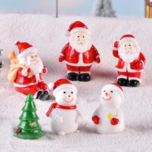 Cute Resin Mini Christmas Santa Claus Tree Snowman Figurine DIY Fairy Garden Holiday Decor