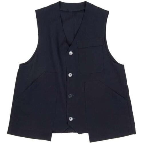 Mens Vest designers irregular short piece with versatile vest retro British style youth fashion urban fashion black