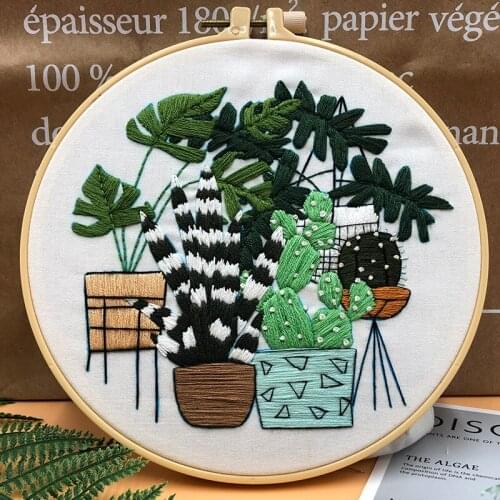 DIY Embroidery Kit 3D Embroidery Material Package Plants Series Cross Stitch Tool Bordados Primary Novice Hanging Painting Decor