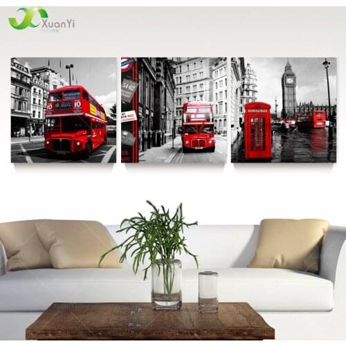 3 Panel London Street Landscape Canvas Oil Painting Home Decor Wall Pictures For Living Room Modern Prints Unframe PR179