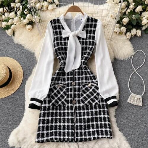 Модные платья в клетку Neploe China At AliExpress