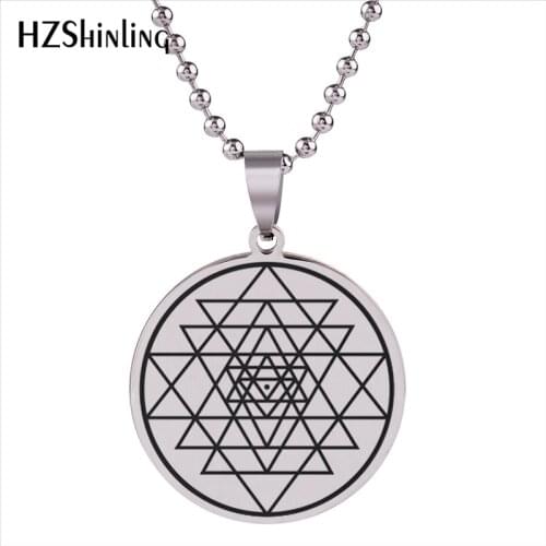 2018 New Spiritual Mystical Stainless Steel Pendant Sri Yantra Sacred Geometry Necklace Trendy Jewelry Gifts Men Women HZ7
