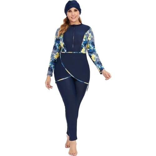 2021 New Arabian Swimsuit Ladies Islamic Burkinis Muslim Swimwear Long Sleeve thin Sportswear Conservative Muslimah Swimsuit