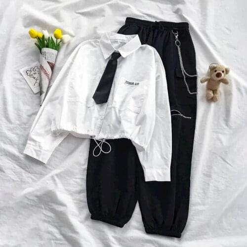 2021 Autumn New Jk Uniform Sets Female Korean Version Long sleeve Shirt Student Preppy Style Two Piece Set Women Overalls tops