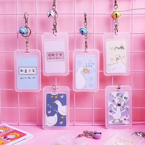 New Cute Cartoon Women Transparent ID Card Cover Holder Bus Credit Business Access Protective Photocard Holder Office Supplies