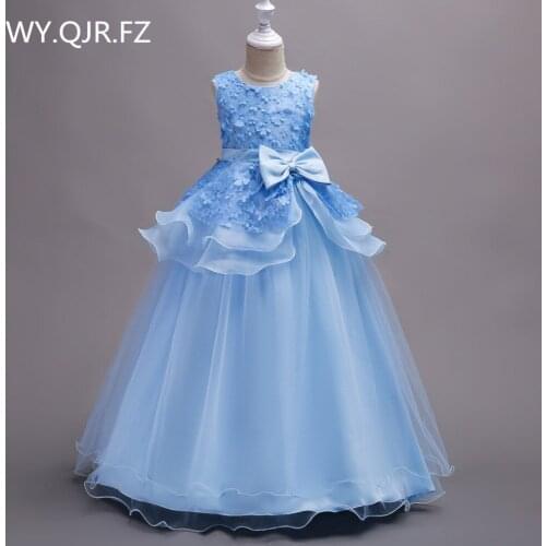 BH-722#June 1 childrens day performance Blue Flower Girl Dresses Cheap childrens wear wholesale Princess party prom dress