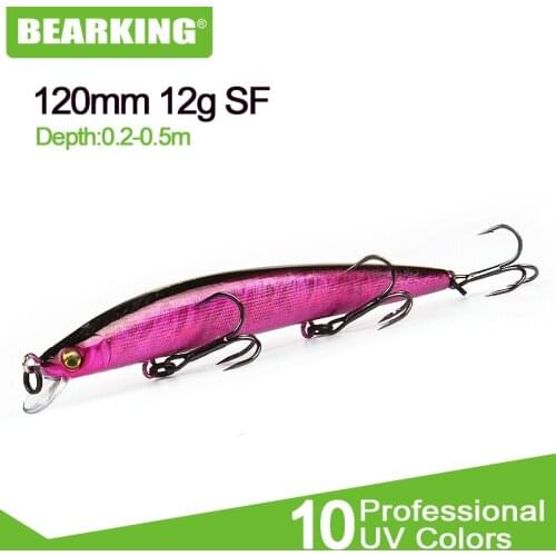 BEARKING Minnow Fishing Lure 12cm 12g Artificial Hard Bait Bass Wobblers Lures Crankbait Pike Treble Hooks tackle