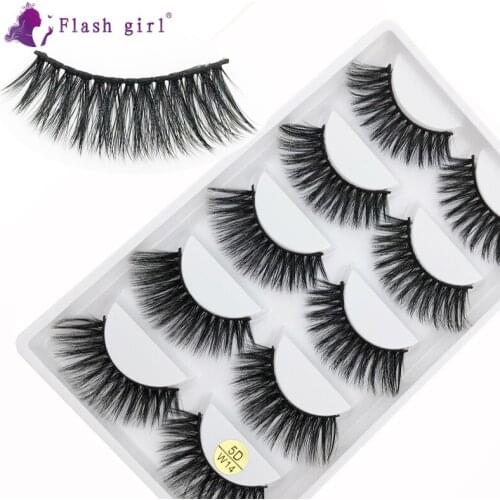 Professional 5D Mink Lashes Vendor Thick Natural Long Eyelashes Wispy Makeup Extension Beauty Tools 5D-W14