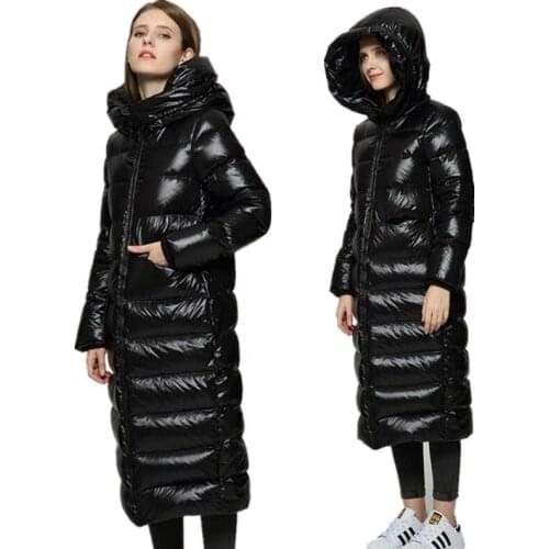 90% White Duck Down Jacket Women Thick Warm Long Winter Coat Women Hooded Female Parka Snow Outwear Puffer Jacket Waterproof