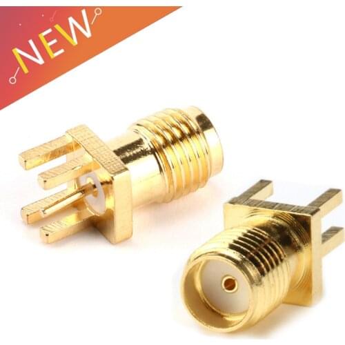 5Pcs SMA Female Jack Connector For 1.6mm Solder Edge PCB Straight Mount Gold plated RF Connectors Receptacle Solder