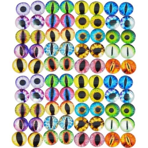 20PCS Round 6MM-25MM Glass Dragon Cat Eyes Cabochon Charms Accessory Glass Cabochon Multi Color Horse Eyes Cat Pattern Crafts