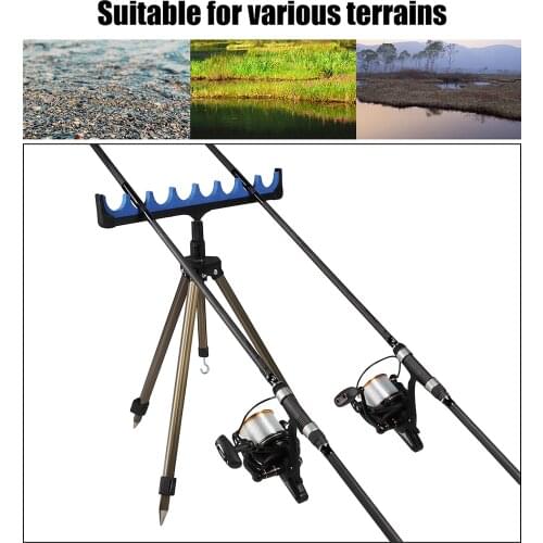 Aluminum Alloy Telescopic 7 Groove Fishing Rods Holder Portable Collapsible Tripod Stand Sea Fishing Pole Bracket