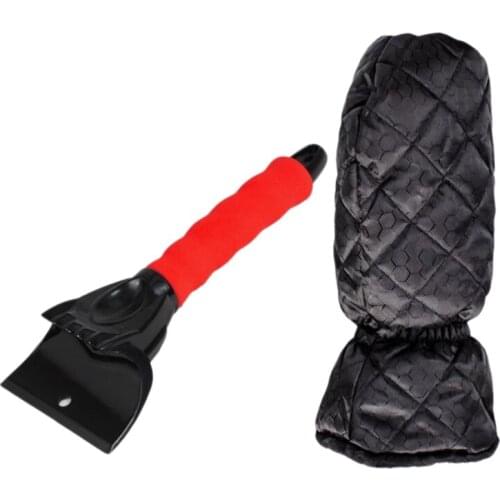 Ice Scraper Mitt, Windshield Snow Scraper Mitt with Waterproof Glove Lined of Thick Fleece for Car SUV Truck