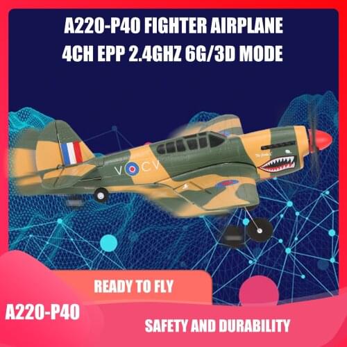 Wltoys A220-P40 RC Airplanes Four-Channel Like Real Machine Fighter 6G / 3D Remote Control Glider Unmanned Aircraft Outdoor Toy