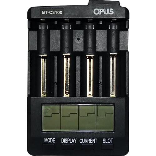 OPUS BT-C3100 V2.2 Universal Four Slots Smart Rechargeable Battery Charger For Li-ion NiCd NiMH AA AAA NIMH 10440 18650Batteries