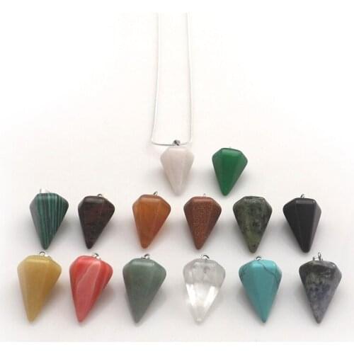Mixed Lot Natural Stone Pyramid Shape Pendant Silver Color Chokers For Women 12pcs/lot