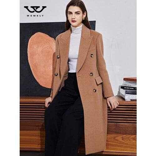 Camel double-sided cashmere coat womens medium and long style new temperament slim tweed coat in early autumn 2021