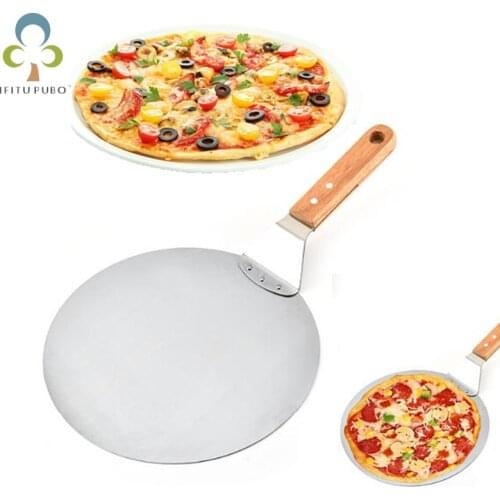 1PC Pizza Stone Baking Pastry Tools Stainless Steel Anti-scalding Pizzas Spatula Oak Handle Cake Shovel Kitchen Accessories ZXH