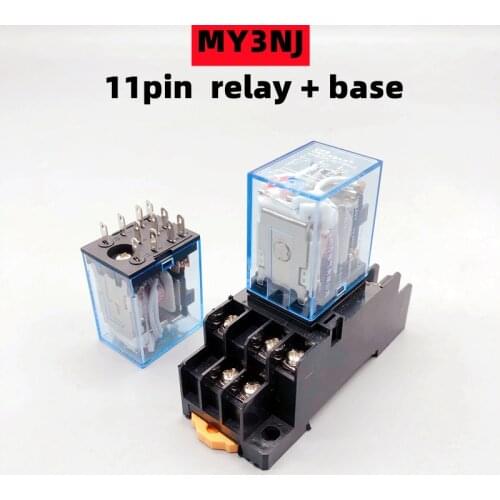 1PCS MY3 HH53P MY3NJ Micro Small electromagnetic intermediate relay 11pin 3NO 3NC LED Lamp 5A AC 110V 220V with socket 12V 24V
