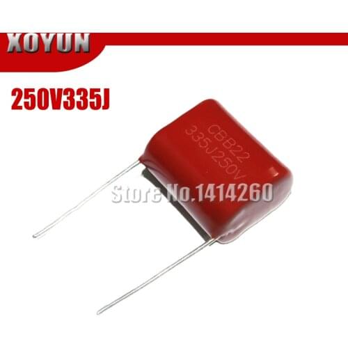 10pcs/lot CBB 250V335J 250V 3.3UF Pitch 20MM 335J 250V CBB Polypropylene film capacitor