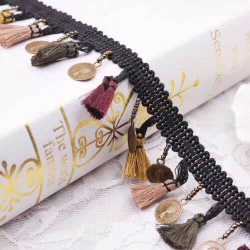 10Yards/ Lot Lace Tassel antique copper fringe applique curtain Sofa Tablecloth accessories lace trim diy decoration fabric