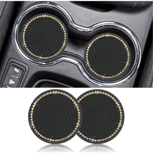 2pcs Car Coaster Badge Cup Holder Mat Anti slip Cup pad Silicagel water Coaster For Toyota Prius Avensis Rav4 Auris Yaris Verso