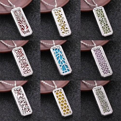 2019 Aromatherapy Jewelry Rectangle Stainless Steel Magnetic Pendant Perfume Essential Oil Locket Necklace Fashion Accessories