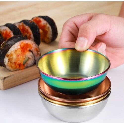 4pcs Golden Sauce Dish Appetizer Serving Tray Stainless Steel Sauce Dishes Spice Plates Kitchen Supplies Plates Spice Dish Plate
