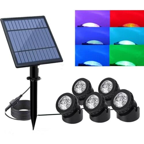 5 Heads RGB Solar Underwater Spotlight LED Solar Lamp Waterproof Adjustable Pond Lamp Solar Outdoor Garden Landscape Pool Light