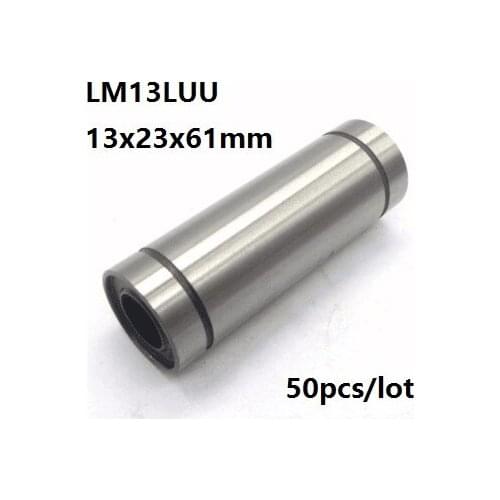 50pcs/lot LM13LUU 13x23x61mm Long linear ball bearing Bushing for 3D printer CNC router parts 13*23*61mm