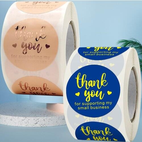 500PCS Big Size Thank You for Supporting My Small Business Stickers Seal Labels Gold Foil to Decoration Packages Bags Envelopes