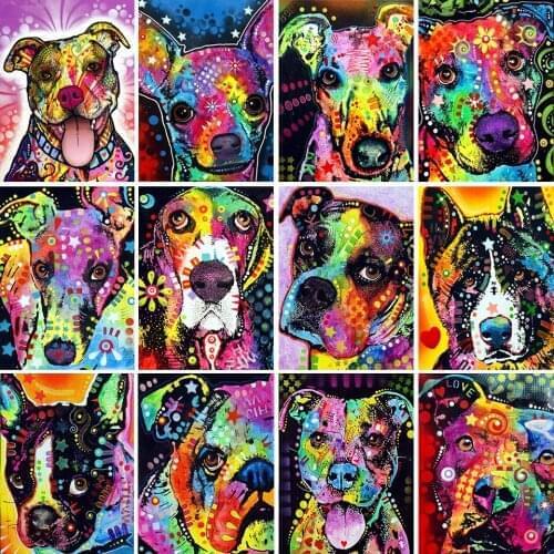 5D DIY Diamond Painting Colorful Dog Cross Stitch Kit Full Drill Embroidery Mosaic Art Picture With Rhinestones Home Decor Gift
