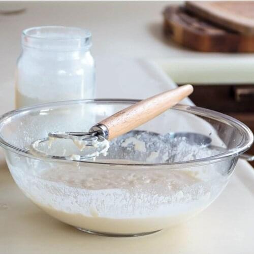 9 Inch Stainless Steel Danish Dough Whisk with Wood Handle Portable Kitchen Baking Tool RERI889