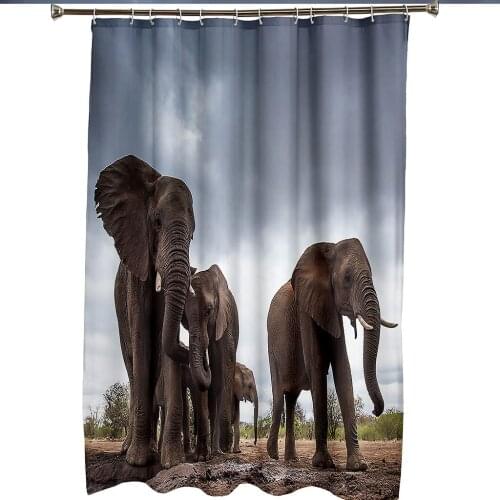 Africa Animals Elephant 3d Printing Shower Curtains Waterproof Bathroom Curtain Set Bathtub Home Decor Boys Gift Curtains