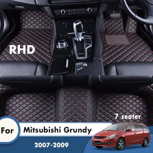RHD Custom Car Floor Mats For Mitsubishi Grundy 2009 2008 2007 7 Seater Car Accessories Interior Decoration Front And Rear Rugs