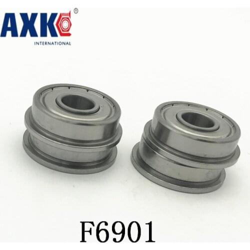 Axk F6901zz Flange Bearing 12x24x6 Mm Abec-1 ( 10 Pcs ) Thin Section Flanged F6901 Z Zz Ball Bearings