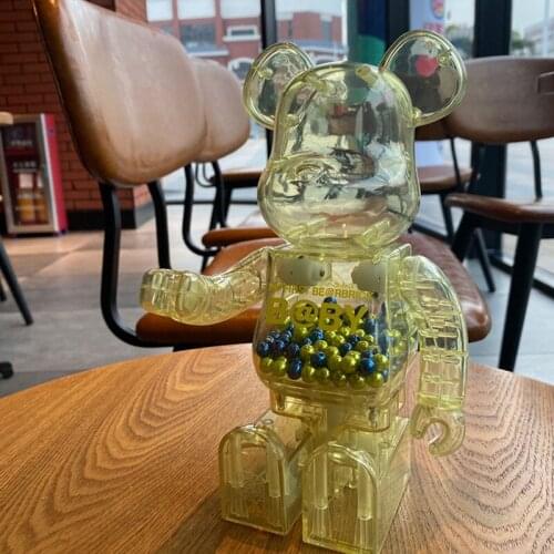 Bearbricklys Transparent 28cm 400% Bearbrick Building Blocks Bear Toy Action Figures pop Paint Dolls