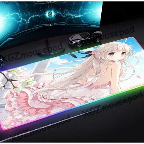 XGZ Anime White Wedding Custom Large RGB Colorful Glow Mouse Pad Black Lock Edge Computer Desk Mat Speed Natural Rubber Non-slip