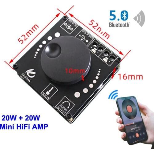 20W+20W Bluetooth 5.0 Digital Audio Power Amplifier Class D 10W~200W HiFi Stereo Mini USB Wireless Music Sound Card App AMP