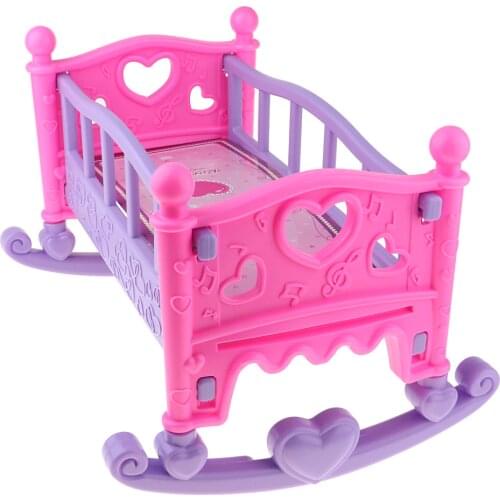 Colorful Girl Dolls Rocking Bed Bedroom Furniture Cradle Bed for Mellchan Dolls Decor