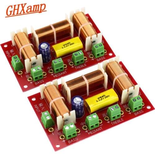 GHXAMP Treble + Midrange + Dual Bass Speaker Crossover Audio 4-Way 3 Way Crossover Speakers Filter Frequency Divider 200W 2PCS