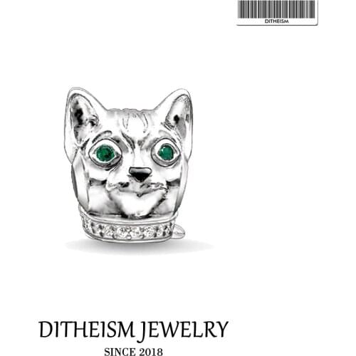 DIY Beads Cat Charm 5mm Hole,2018 New Fashion Silver Jewelry Cute Gift For Women Girl Fit Bracelets Necklace Choker